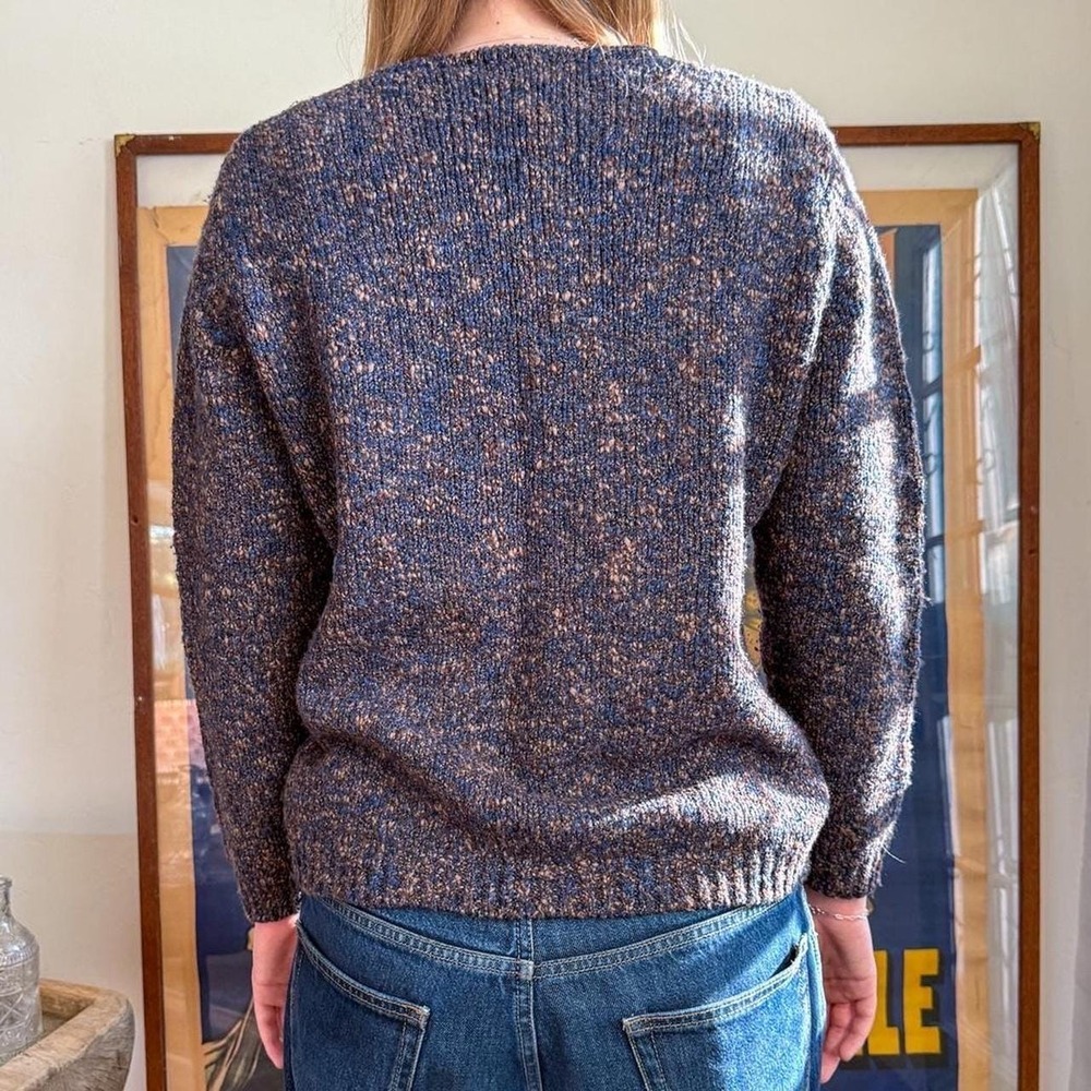 Vintage 1990s RÖE Purple Blue and Brown speckled v neck sweater - Picture 2 of 4